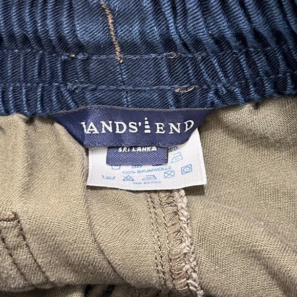 Lands End Shorts Boys Medium 10/12 Olive Bermuda Stretch Waist Drawstring Cotton - Picture 4 of 11